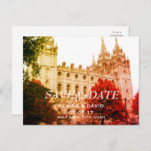 Salt Lake City, Utah Temple Bruiloft Save the Date Aankondigingskaart (Voorkant / Achterkant)