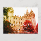 Salt Lake City, Utah Temple Bruiloft Save the Date Aankondigingskaart (Voorkant)