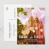 Salt Lake City, Utah Temple Bruiloft Save the Date Aankondigingskaart (Voorkant / Achterkant)