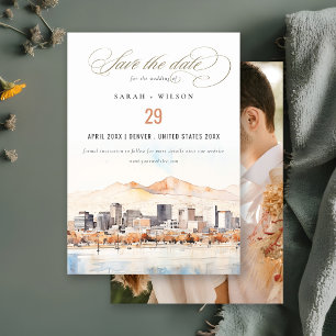 Salt Lake City Utah Watercolor Landschap Trouwfoto Save The Date