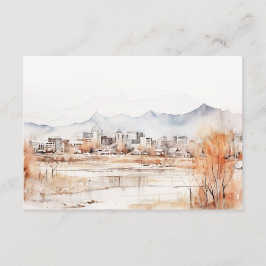 Salt Lake City Utah Waterverf bruiloft Informatiekaartje (Achterkant)
