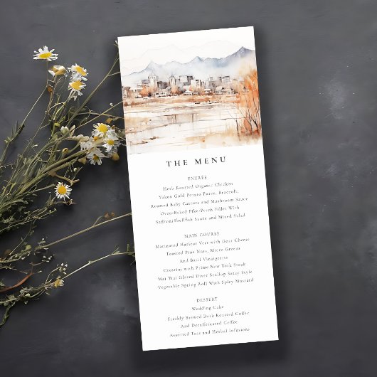 Salt Lake City Utah Waterverf Wedding Menu Kaart