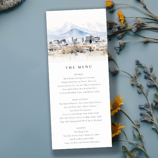Salt Lake City Utah Waterverf Wedding Menu Kaart