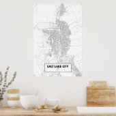 Salt Lake City, Utah (zwart op wit) Poster (Keuken)