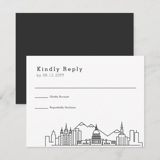 Salt Lake City Wedding | Stijlvolle Skyline RSVP (Voorkant / Achterkant)