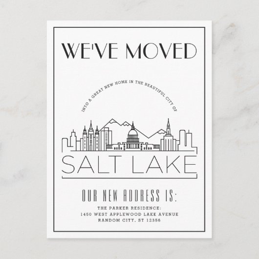 Salt Lake Modern Deco | Adres Gewijzigd Aankondigingskaart (Voorkant)