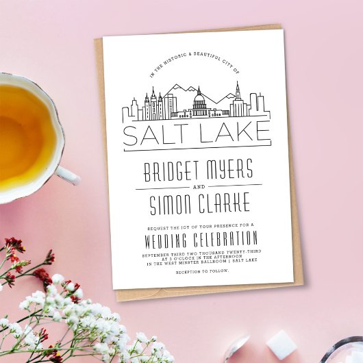 Salt Lake Wedding | Veldlijnuitnodiging voor styli Kaart
