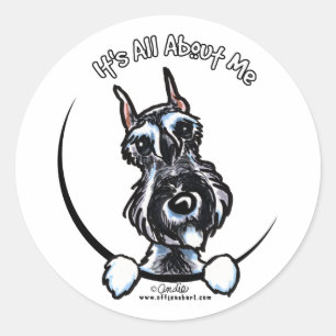 Salt Pepper Schnauzer IAAM Ronde Sticker