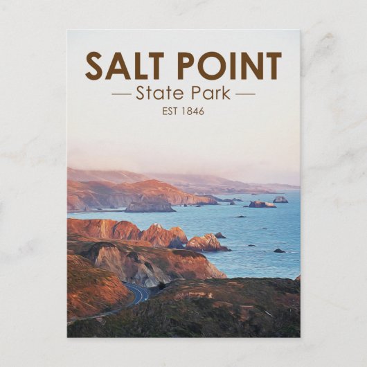 Salt Point State Park California Waterverf Briefkaart (Voorkant)