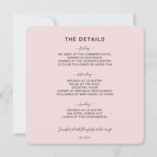 Salt Tequila Limoen Repeat Bachelorette Party Kaart (Achterkant)