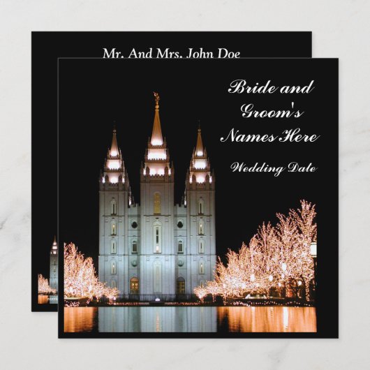 SaltLakeTemple-InvitationToWeddingReception Kaart (Voorkant / Achterkant)