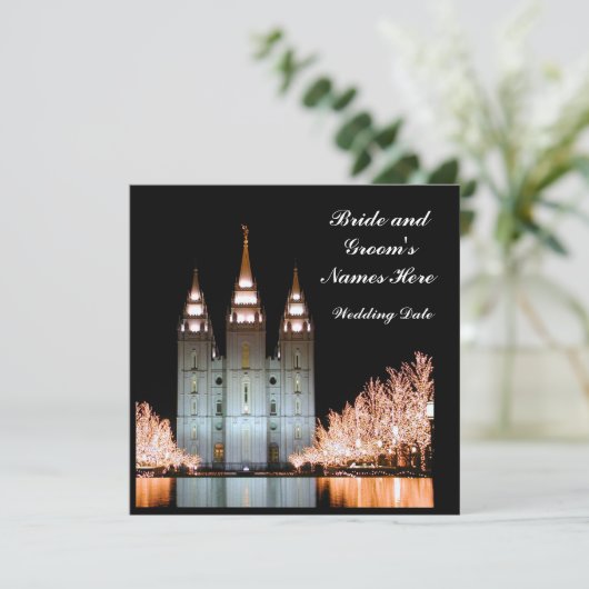 SaltLakeTemple-InvitationToWeddingReception Kaart (Staand voorkant)