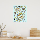 Saltwater Aquarium Fish Waterverf Poster (Keuken)