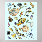Saltwater Aquarium Fish Waterverf Poster (Voorkant)