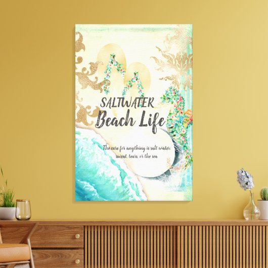 Saltwater Beach Life Seahorse Canvas Afdruk (Insitu (Woonkamer))