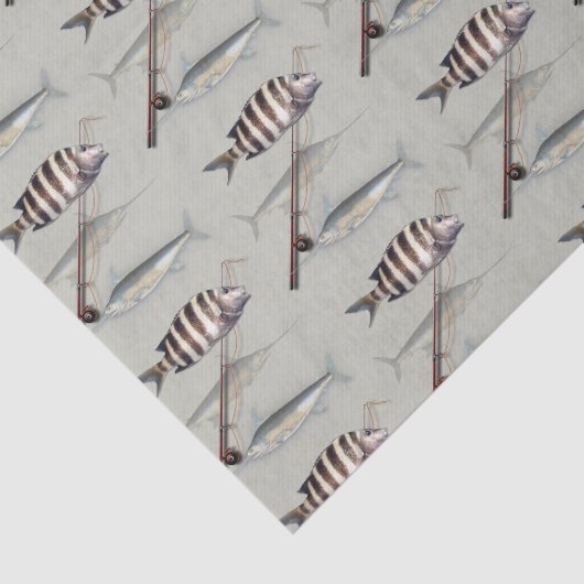 Saltwater Fisherman Vist thema Tissuepapier (Detail)