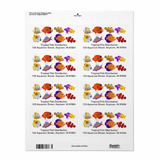  saltwater Marine Aquarium Fish Label (Full Sheet)