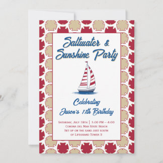 Saltwater & Sunshine Strandzeilen Rood Feest Kaart