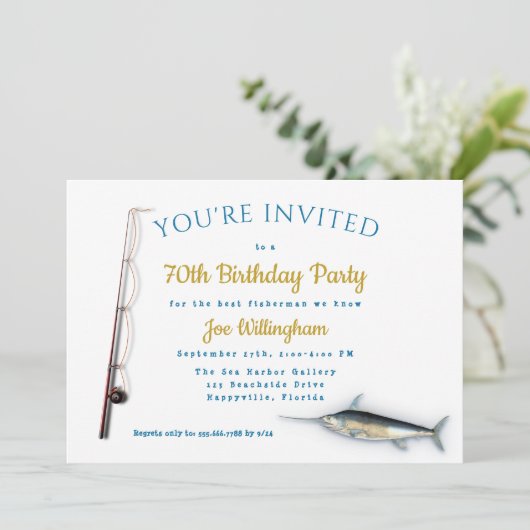 Saltwater Vist volwassen man op geboortedag Kaart (Staand voorkant)