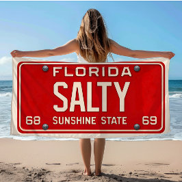 Salty 1969 | Rode Retro Florida Kentekenplaat Surf Strandlaken