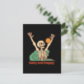 Salty and Happy Skeleton op een Feestdagenkaart (Staand voorkant)