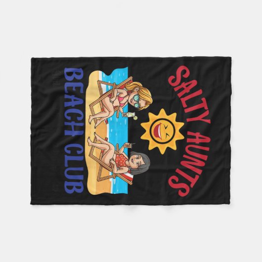Salty Aunts Beach Club Summer Vacation Vibes 2025  Fleece Deken (Voorkant (Horizontaal))