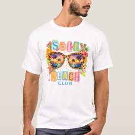 Salty Beach Club Tropische Zonsondergang Zonnebril T-shirt