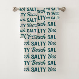 Salty Beach Coastal Teal Graphic Print Ocean Decor Bad Handdoek