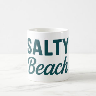 Salty Beach Kust Surf Life   Teal Grafische Print Koffiemok