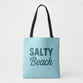 Salty Beach Life - Coastal Teal Blue Graphic Print Tote Bag