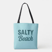 Salty Beach Life - Coastal Teal Blue Graphic Print Tote Bag (Achterkant)