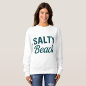 Salty Beach Life Coastal Teal Ocean Graphic Print Trui (Voorkant volledig)