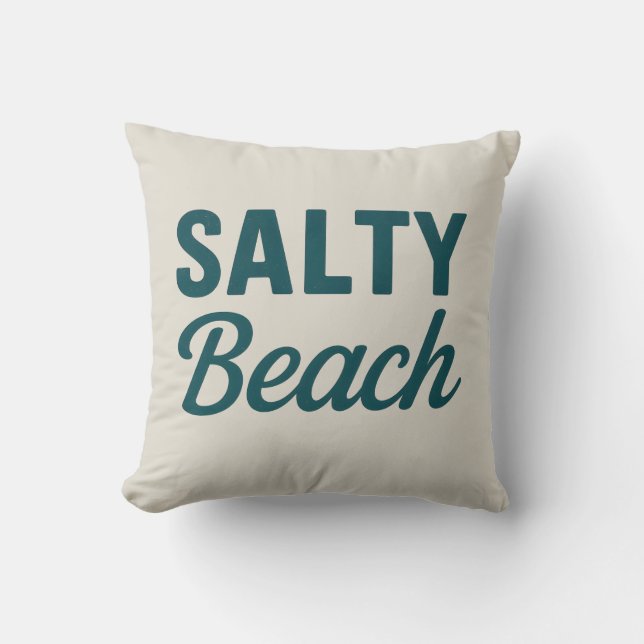 Salty Beach Reversible Teal Coastal Decor Graphic Kussen (Voorkant)