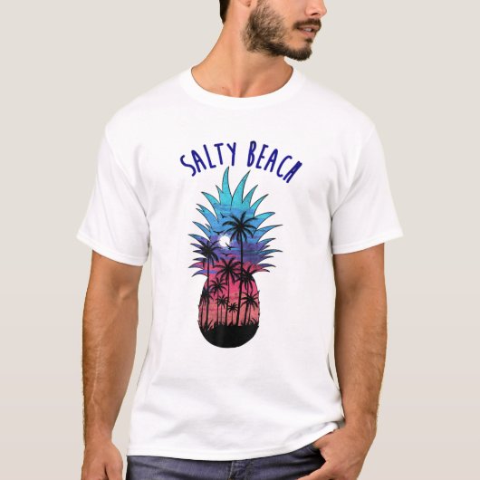 Salty Beach Summer Vibes Funny Sarcastic Pineapple T-shirt (Voorkant)