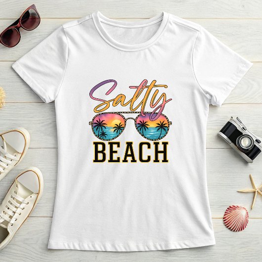 Salty Beach Sunglasses; Retro Summer Palm Tree T-shirt