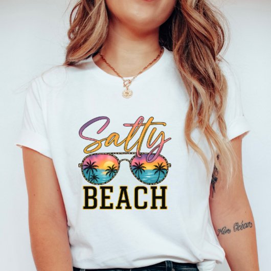 Salty Beach Sunglasses; Retro Summer Palm Tree T-shirt