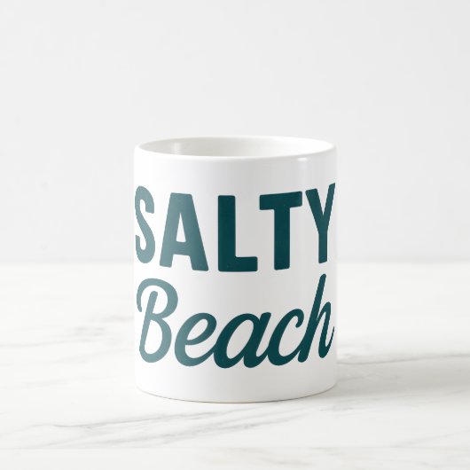 Salty Beach Teal Coastal Life Ocean Graphic Print Koffiemok (Center)