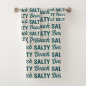 Salty Beach Teal Sand Coastal Beach Decor Graphic Bad Handdoek (Insitu)
