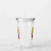 Salty Beach | Tropische zon en palmboom Acryl Drinkbeker (Links)