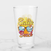 Salty Beach | Tropische zon en palmboom Glas (Achterkant)
