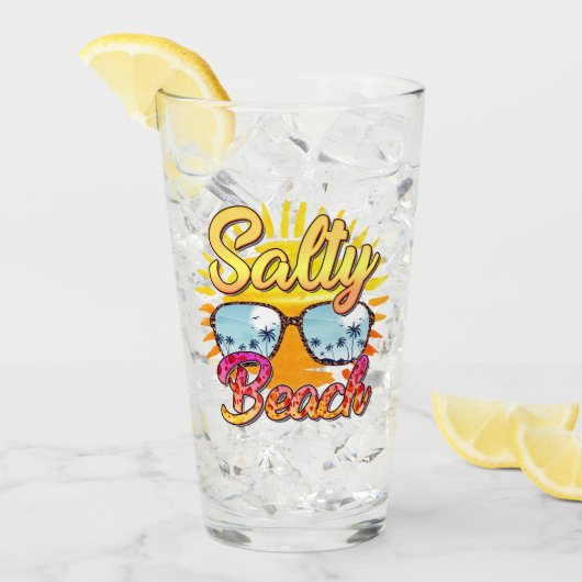 Salty Beach | Tropische zon en palmboom Glas (Voorkant ijs)