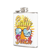 Salty Beach | Tropische zon en palmboom Heupfles (Links)