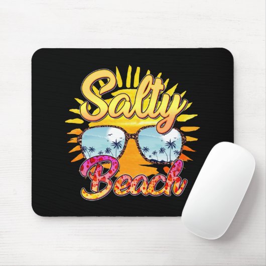 Salty Beach | Tropische zon en palmboom Muismat (Met muis)