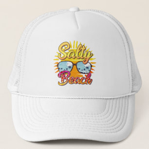 Salty Beach   Tropische zon en palmboom Trucker Pet