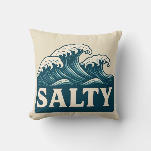 Salty Blue Surf Beach Waves Nautical Coastal Decor Kussen (Voorkant)