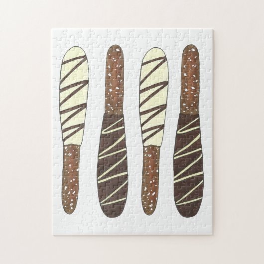 Salty Chocolate Covered Pretzel Sticks Junk Food Legpuzzel (Verticaal)
