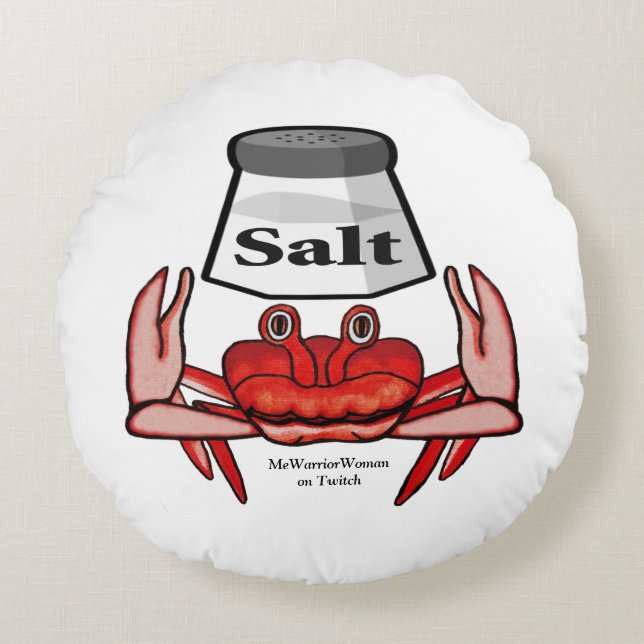 Salty Crab, MeWarriorWoman op Twitch Rond Kussen (Voorkant)