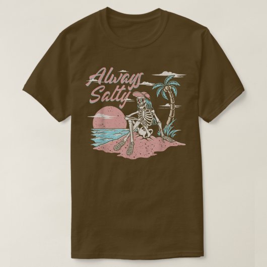 Salty Funny Summer Skeleton Palm Tree T-shirt (Design voorkant)