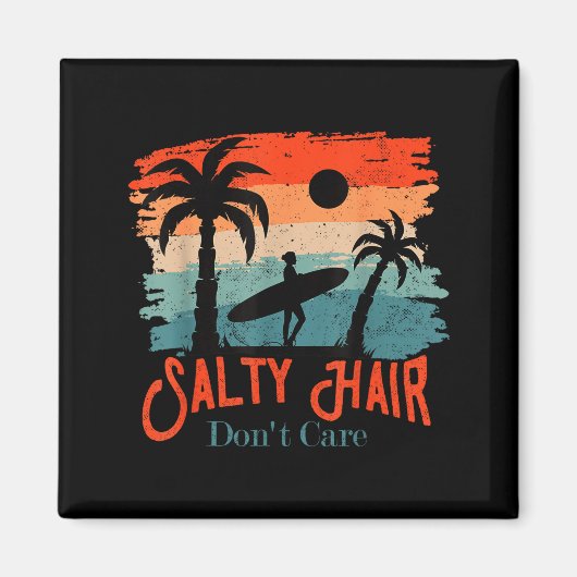 Salty Hair Don't Care Vintage Surfer  Magneet (Voorkant)