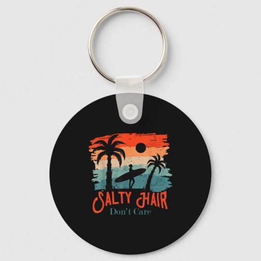 Salty Hair Don't Care Vintage Surfer  Sleutelhanger (Voorkant)